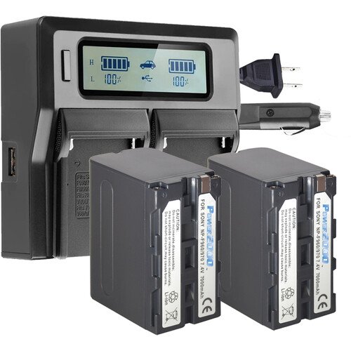 Power2000 2 x Li-Ion Batteries with Dual Charger Kit for Sony L-Series/NP-F970