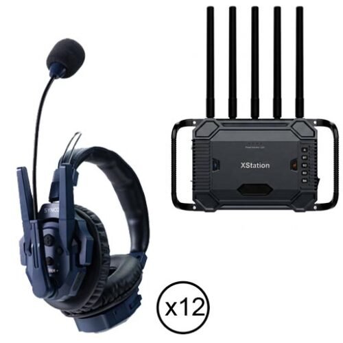 Synco Xtalk XMax12 Wireless Intercom with 12 Dual-Ear Headsets and XStation Base Unit