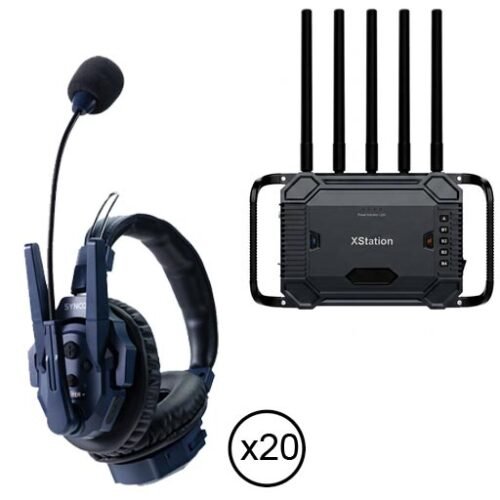Synco Xtalk XMax20 Wireless Intercom with 20 Dual-Ear Headsets and XStation Base Unit
