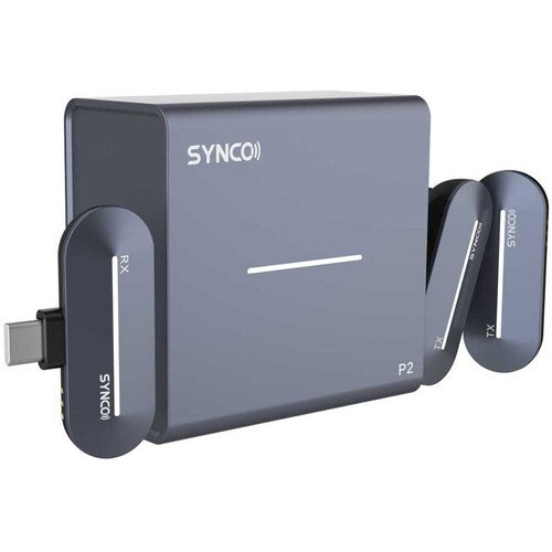 Synco P2T Miniature 2-Person Digital Wireless Microphone System with USB Connector for Android Phones 2.4 GHz