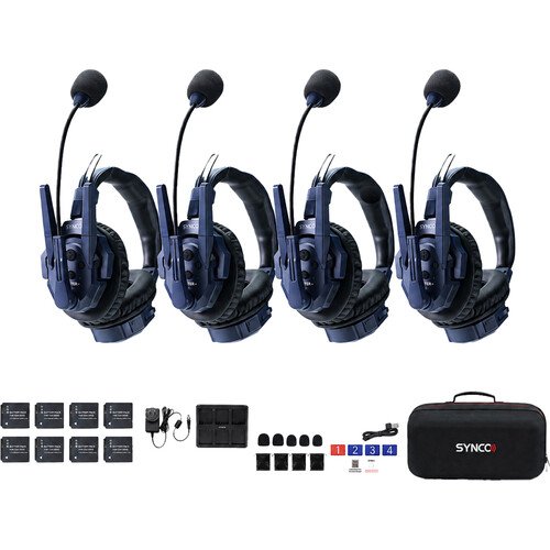 Synco Xtalk Master Full-Duplex MasterFree Intercom System with 4 Dual-Ear Headsets